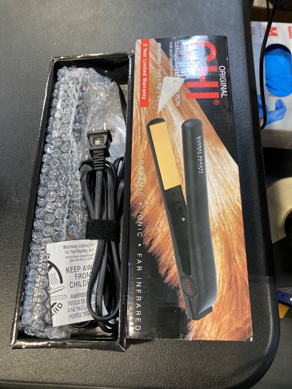 Photo 1 of CHI Original Ceramic Flat Iron, Hair Straightener For A Smooth Finish, Floating Plates, Quick Heat Up, Analog On/Off Switch, 1" Styling Tool, Black