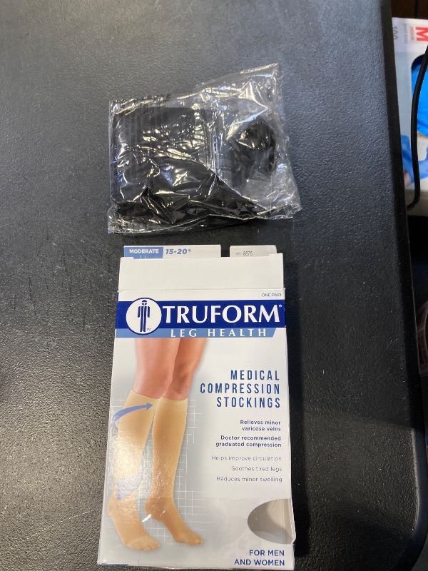 Photo 1 of Truform 15-20 mmHg Compression Stockings for Men and Women, Knee High Length, Closed Toe, Black, X-Large
