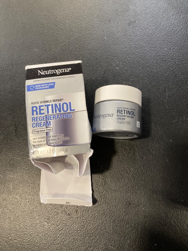 Photo 1 of Neutrogena Retinol Face Moisturizer, Rapid Wrinkle Repair, Fragrance Free, Daily Anti-Aging Face Cream with Retinol & Hyaluronic Acid to Fight Fine Lines, Wrinkles, & Dark Spots, 1.7 oz