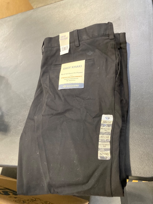 Photo 1 of Dockers Men's Classic Fit Easy Khaki Pants-Pleated (Standard and Big & Tall), Black, 50W x 30L