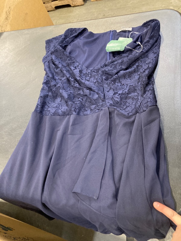 Photo 1 of Danny & Nicole Short Sleeve MIDI Fit + Flare Dress, 16, Blue