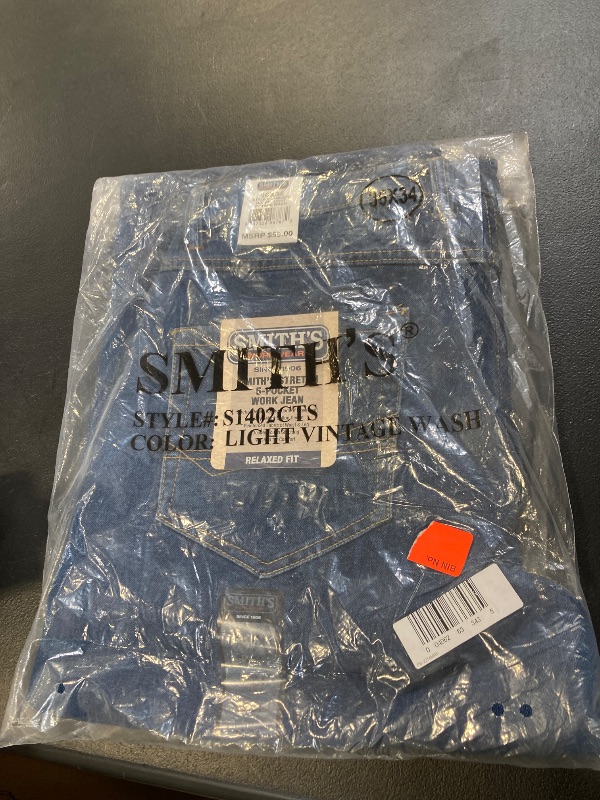 Photo 1 of Smith's Workwear Men's Stretch 5 Pocket Relaxed Fit Jean, LIGHTVINTAGE WASH, 36W x 34L