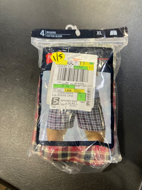 Photo 1 of Hanes Men's 4-Pack FreshIQ Boxer with ComfortFlex Waistband, Assorted Tartan Plaid, X Large