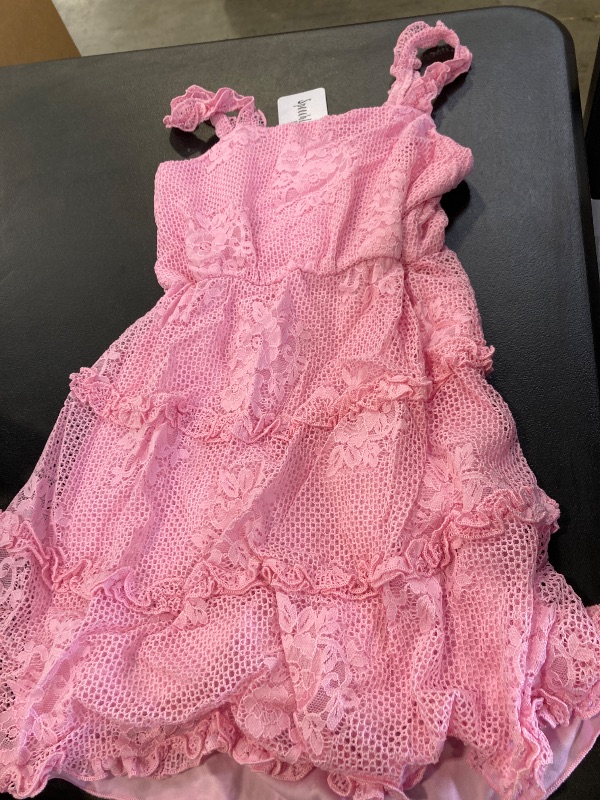 Photo 1 of Speechless Girls' Sleeveless Ruffled fit and Flare Lace Dress, Pink, 12