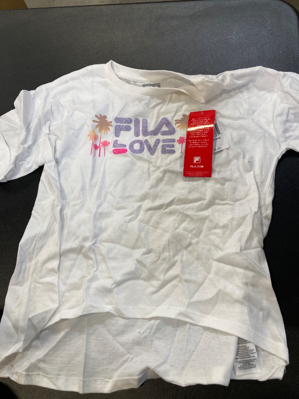 Photo 1 of FILA Big Girls Crew Neck Short Sleeve Graphic T-Shirt, Large (14-16), White