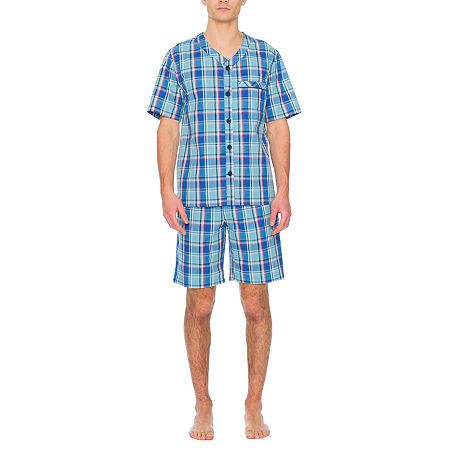 Photo 1 of Residence Poplin Mens Short Sleeve V-Neck 2-pc. Shorts Pajama Set, Large, Green