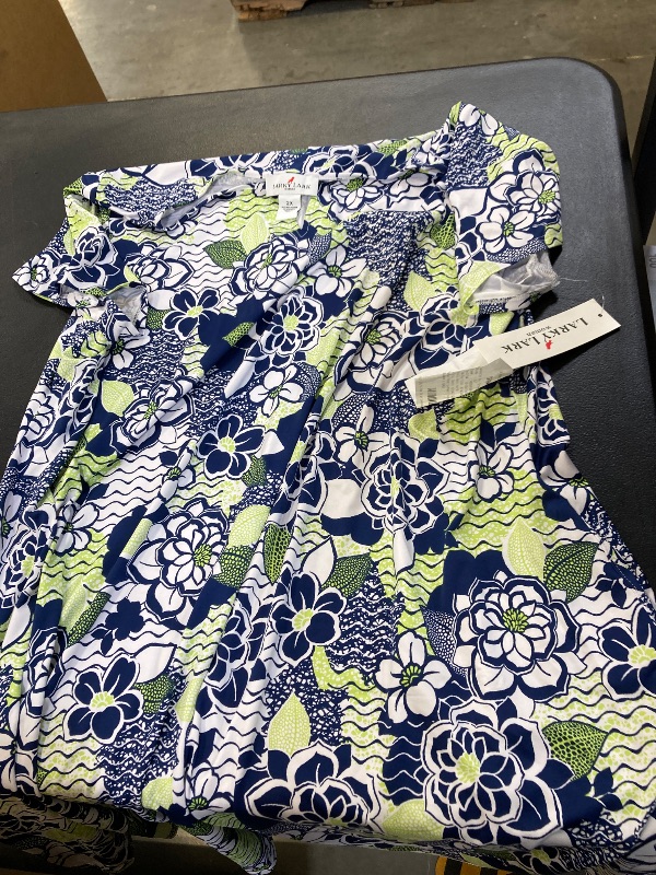 Photo 1 of Larky Lark Women's Key Hole T-Shirt Dress in Free-Spirit Foulard, Green, 2X