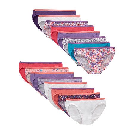 Photo 1 of Hanes 16-Pack Little & Big Girls Bikini Panty, 8, Multiple Colors