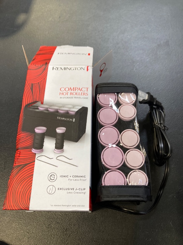Photo 1 of Remington Compact Ceramic Dual Voltage Hot Rollers for Long and Short Hair, Hair Setters, Hair Curlers, 1-1 ¼" Purple/Black, 10 Piece Set