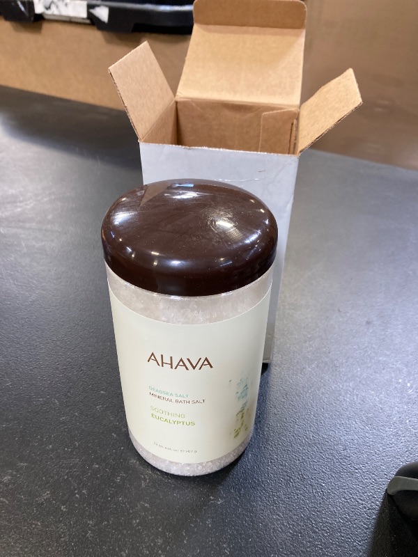 Photo 1 of AHAVA Dead Sea Mineral Bath Salt, Soothing Eucalyptus - Intense Relaxation for Body & Mind, Elevates Moisture, Softens & Eases Sore Muscles, Enriched by Exclusive Dead Sea Salt & Osmoter blend, 32 Oz
