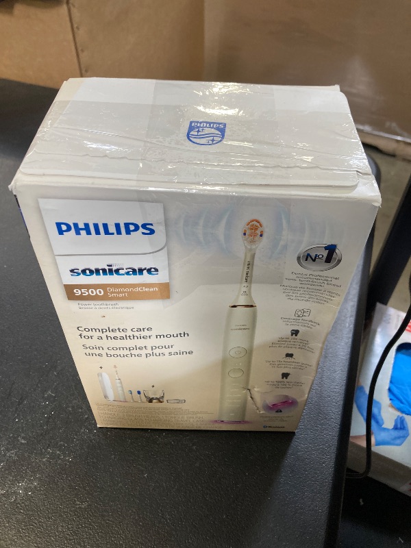 Photo 1 of Philips Sonicare DiamondClean Smart 9500 Electric Toothbrush, Sonic Toothbrush with App, Pressure Sensor, Brush Head Detection, 5 Brushing Modes and 3 Intensity Levels, Rosegold, Model HX9923/61 