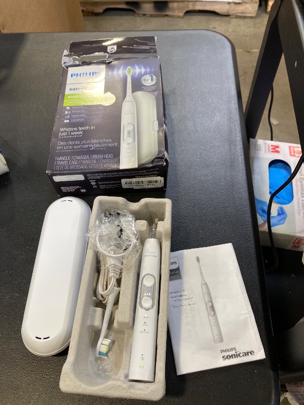 Photo 1 of PHILIPS Sonicare ProtectiveClean 6100 Rechargeable Electric Toothbrush, with Pressure Sensor, 3 Cleaning Modes, SmarTimer and QuadPacer, 14-Day Battery Life, Travel Case, White, Model HX6877/21