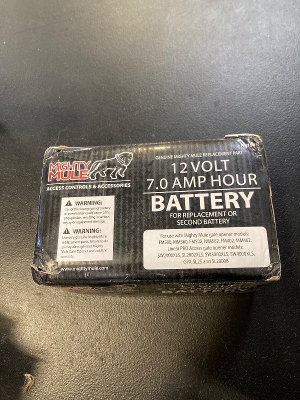 Photo 1 of Mighty Mule FM150 12V 7Ah Replacement Battery for Automatic Gate Openers – Compatible with HD272, MM571W, MM572W, MMB200, Maintenance-Free, Rechargeable Battery