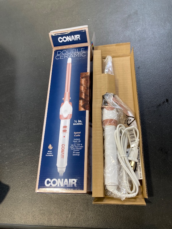 Photo 1 of Conair Double Ceramic 1/2-Inch Curling Iron, 1/2-inch barrel produces spiral curls – for use on short to medium hair