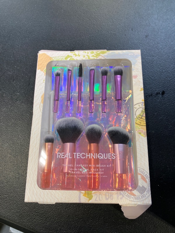 Photo 1 of Real Techniques 11 Piece Travel Fantasy Mini Brush Set, Travel Size Makeup Brushes For Foundation Eyeshadow, Powder, Blush, Contour, & Concealer, Makeup Bag Included, Gift Set, Cruelty-Free