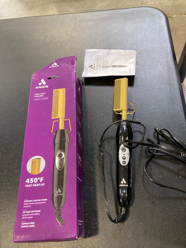 Photo 1 of Andis 38335 Professional Heat Ceramic Press Comb for Hair, Straightener - 450F High Heat with Dual Voltage - 20 Adjustable Heat-Settings, 30 Min Auto Shut-Off, Gold, Ceramic Gold