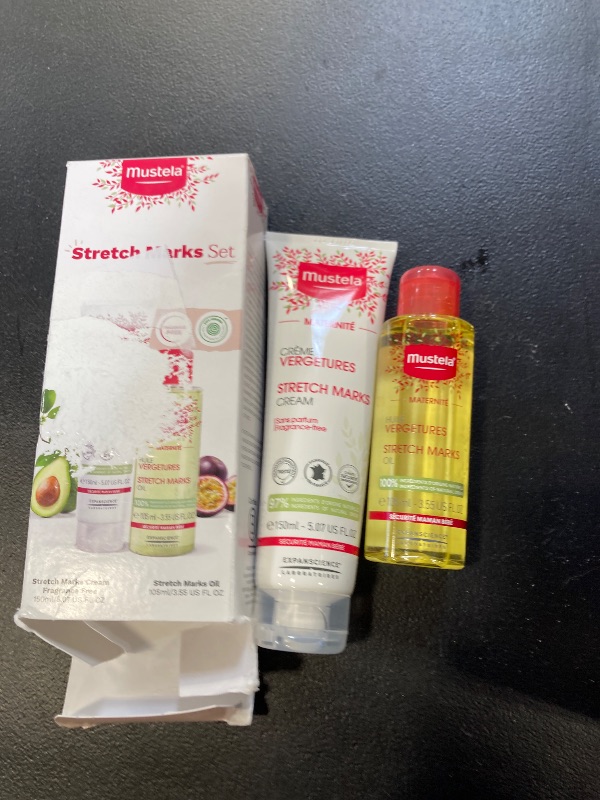 Photo 1 of Mustela Maternity Stretch Marks Set - Natural Pregnancy Skincare - Contains Stretch Marks Cream & Belly Oil - EWG Verified & Fragrance-Free - 2 Items Set