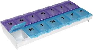 Photo 1 of EZY DOSE Weekly (14-Day) Pill Case, Medicine Planner, Vitamin Organizer, Large Snap Compartments, Easy-To-Open, BPA Free, Color May Vary, BPA Free