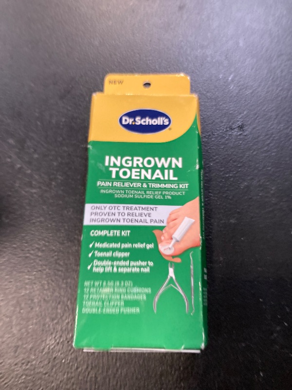 Photo 1 of Dr. Scholl's INGROWN TOENAIL PAIN RELIEVER & TRIMMING KIT, 0.3 oz // Only OTC Treatment Proven to Relieve Ingrown Toenail Pain - Includes Medicated Gel + Foam Rings + Bandages + Clipper & Pusher Tools