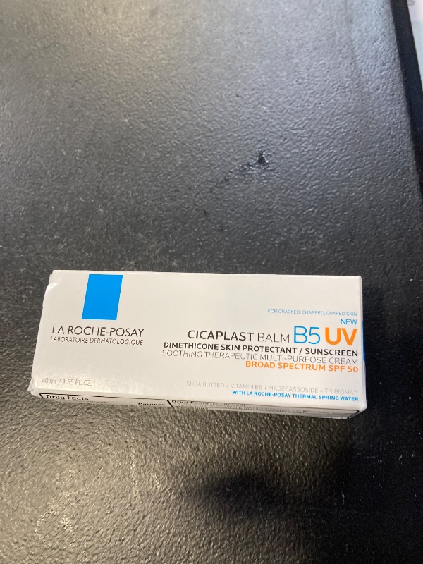 Photo 1 of La Roche Posay Cicaplast Balm B5 UV SPF 50, Vitamin B5 + Shea Butter + Tribioma + Madecassoside + Zinc Oxide Sunscreen, Post Treatment Skin Protectant With SPF, Multi-Purpose Cream For Dry Skin exp- 09/2026