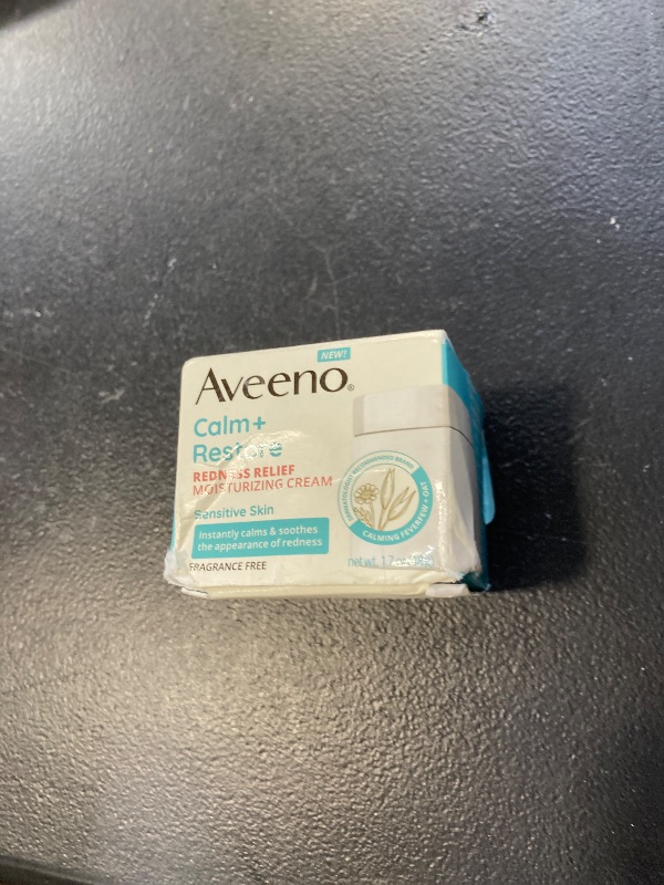 Photo 1 of Aveeno Calm + Restore Facial Cream for Redness Relief, Soothing Face Moisturizer for Sensitive Skin, Hypoallergenic Formula, Fragrance-Free, 1.7 OZ