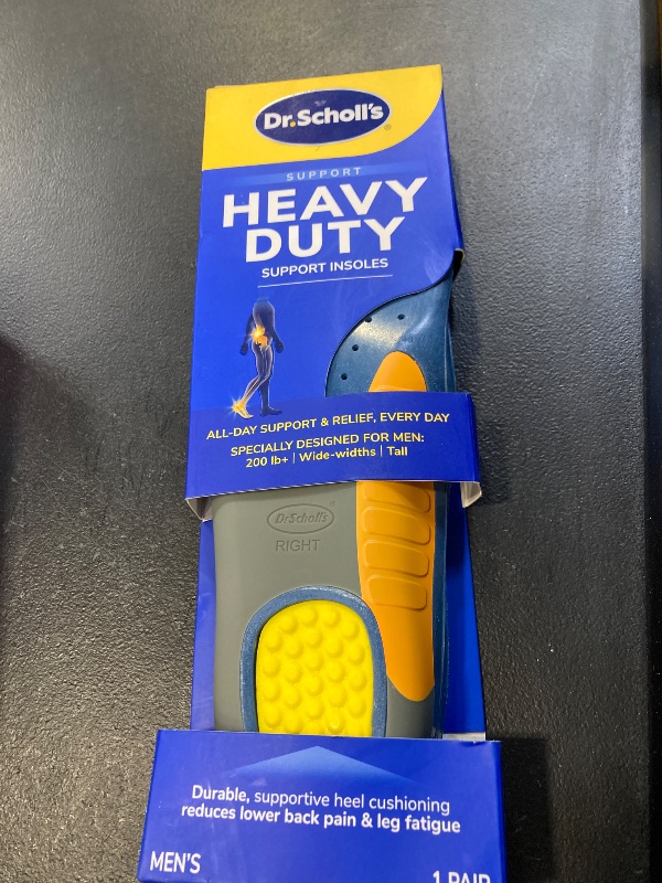 Photo 1 of Dr. Scholl's Heavy Duty Support Insole Orthotics, Big & Tall, 200lbs+, Wide Feet, Shock Absorbing, Arch Support, Distributes Pressure, Trim to Fit Inserts, Work Boots & Shoes, Men Size 8-14, 1 Pair