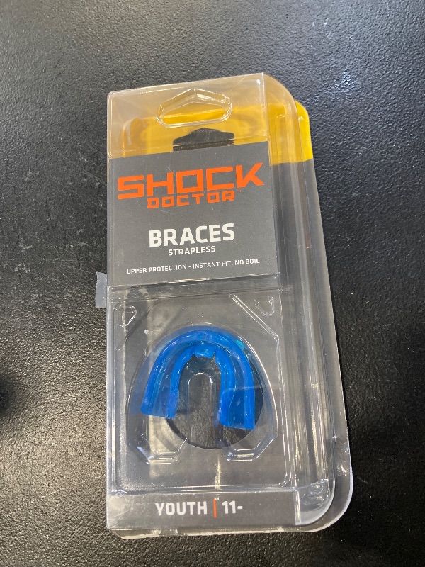 Photo 1 of Shock Doctor Orthodontic Mouth Guard for Braces for Sports, Hockey, Lacrosse, Football, Baseball, Braces Mouth Guard, Upper Teeth Protection, Adult & Youth Mouth Guard Sizes