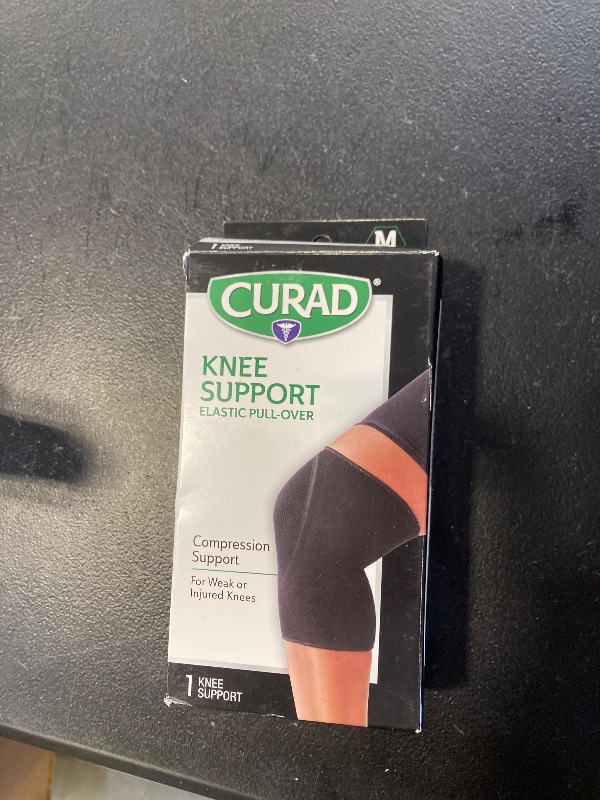 Photo 1 of CURAD Knee Support for Men & Women, Elastic, Pull-Over, Knee Brance for Running Knee Pain, Workout Sports Knee Brace, Black, Medium