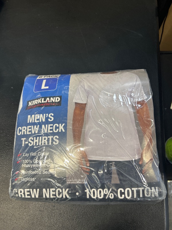 Photo 1 of Kirkland Signature Men's Crew Neck Tee 100% Combed Heavyweight Cotton T-Shirts (Pack of 6), White, Large