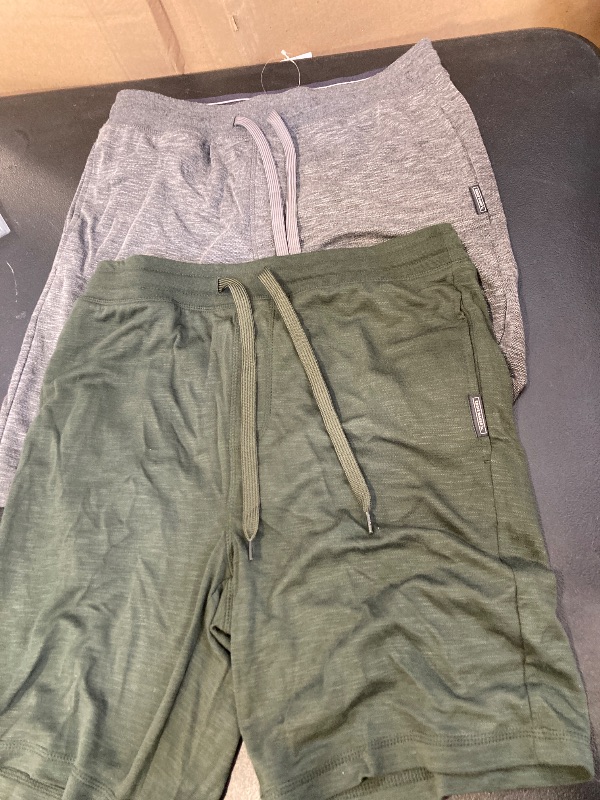 Photo 1 of Eddie Bauer Men’s Comfort Fit Elastic Waistband with Outer Drawstring Lounge Short, 2 Pack (Gray,Small)
