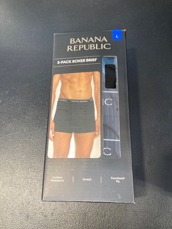 Photo 1 of Banana Republic Mens Boxer Brief, 3-pack, Black size large 