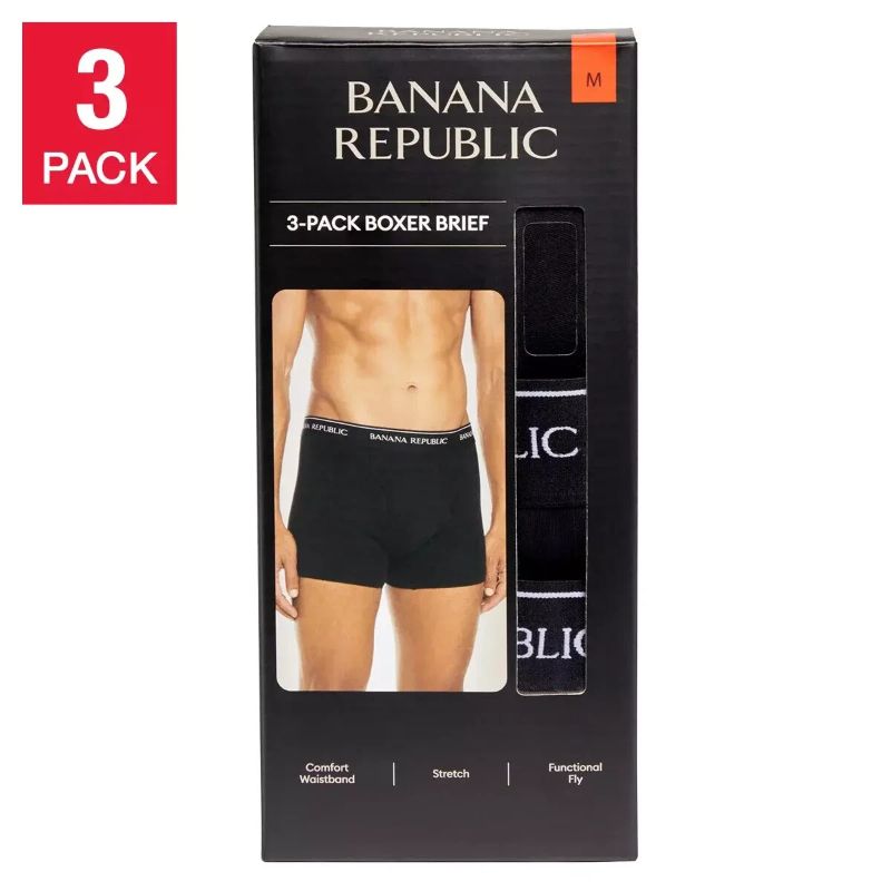 Photo 1 of Banana Republic Mens Boxer Brief, 3-pack, Black size large 