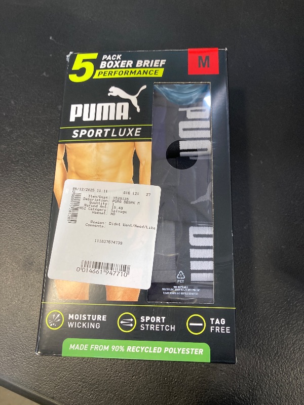 Photo 1 of Puma Men's Microfiber Boxer Brief, 5-pack (Medium, Black / Grey / Blue) size m 