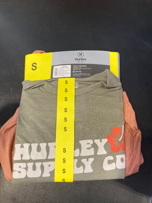 Photo 1 of Hurley Men's 2 Pack Short Sleeve Graphic Tee Shirts (US, Alpha, Small, Regular, Regular, Orange/Green)