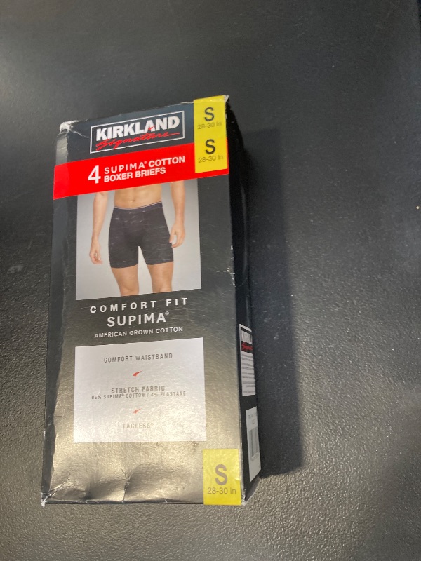 Photo 1 of Men's Kirkland Signature Comfort Fit 4 Pack Stretch Cotton Blend Boxer Brief size small 
