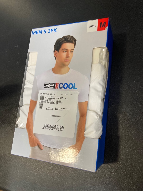 Photo 1 of 32 Degrees Men's Cool Tee, 3-Pack (US, Alpha, Medium, Regular, Regular, White)