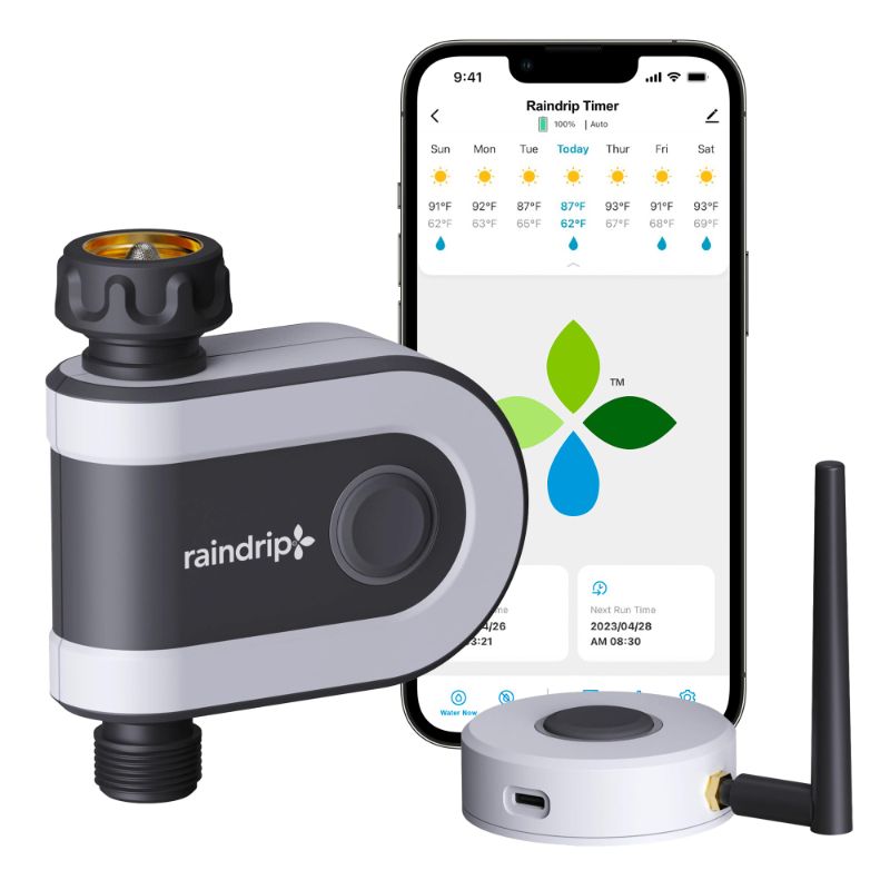 Photo 1 of Raindrip R875CT Hose-End Smart Water Sprinkler Timer, Wi-Fi, Wireless Hose Faucet Bibb Timer for Garden, Drip Irrigation System Controller, Free App via 2.4 GHz Gateway Combo,GHT Compatible, Gray