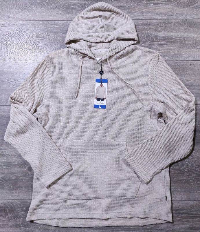 Photo 1 of Rainforest Hoodie Adult Large Tan Waffle Long Sleeve Sweater Mens- large 
