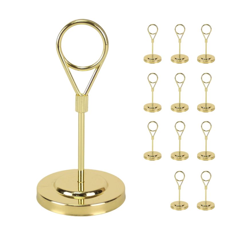 Photo 1 of BARsics 12pcs Gold Premium Table Place Card Holders with Weighted Base Stand and Clip