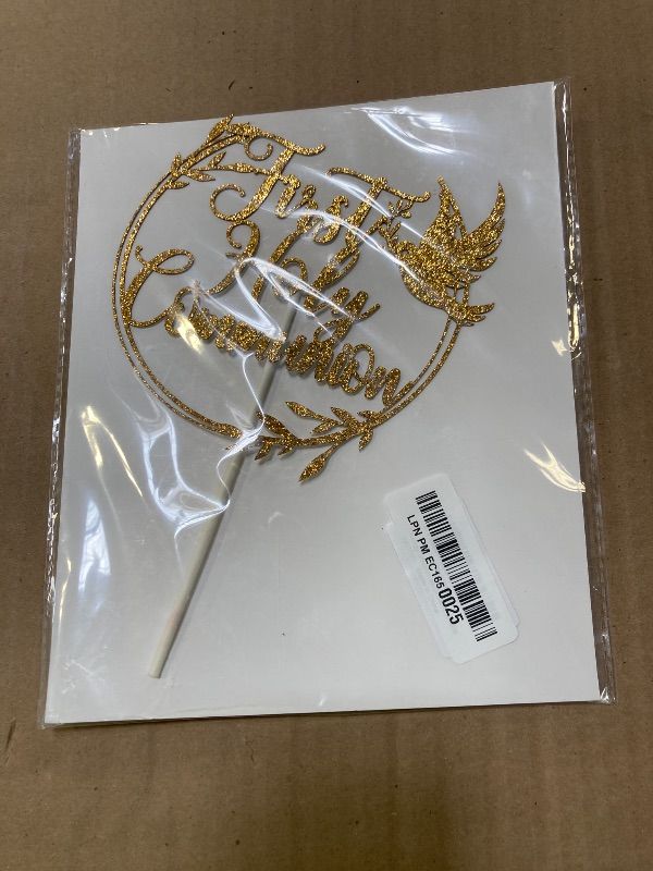 Photo 1 of First Holy Communion Cake Topper, Spanish Baptism, Religious Christening, Wedding Baby Shower 1st Birthday Party Decorations, Gold Glitter
