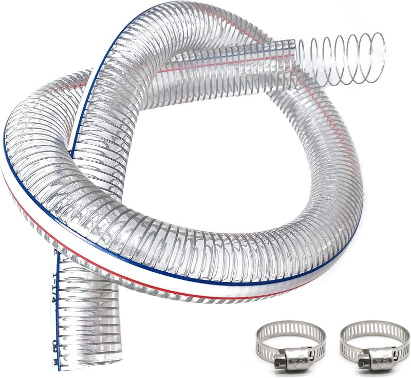 Photo 1 of PEISONGFEI 1 1/4 Inch ID x 1 1/2 Inch OD Heavy-Duty Steel Wire Suction PVC Flexible Tubing High Pressure UV Chemical Resistant Thick Vinyl Hose Tube, 3FT
