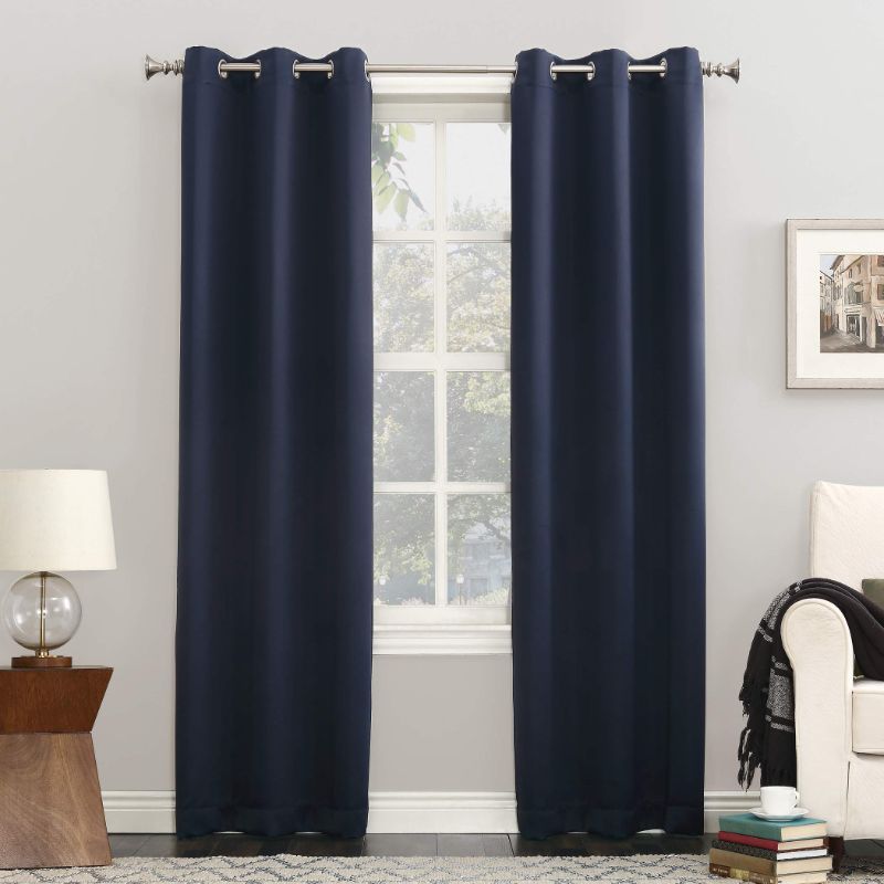 Photo 1 of Sun Zero Easton Energy Saving Blackout Grommet Curtain (1) Panel, 40" x 54", Navy Blue