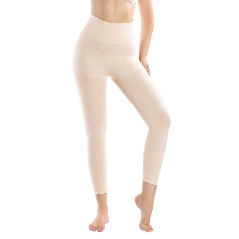 Photo 1 of +MD Shapewear for Women Tummy Control Seamless High Waisted Light Compression Footless Tights Leggings Body Shaper for HIPS and Thighs(Small,Light Nude)