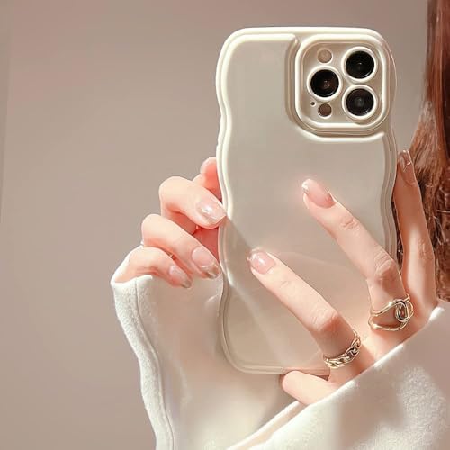 Photo 1 of FABSPARK Phone Case for iPhone 14 Pro Case,Simple Wave Design Wavy Frame Soft Silicone Aesthetic for iPhone 14 Pro,Beige
