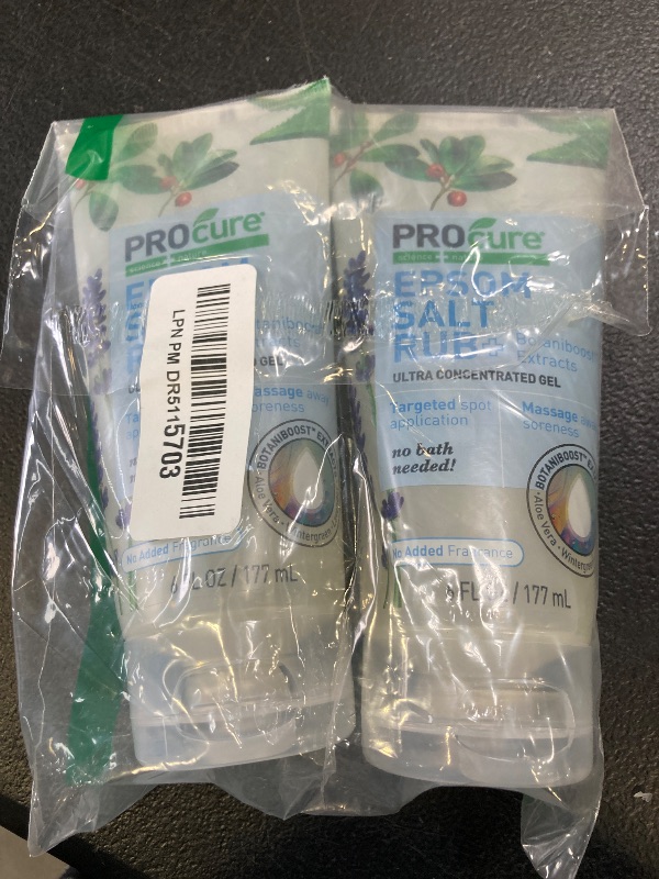 Photo 1 of PROcure Epsom Salt Rub Gel with Aloe Vera, Soothes Muscle Tension, Aches & Soreness Directly Where It Hurts, 6 Fl Oz (Pack of 2)