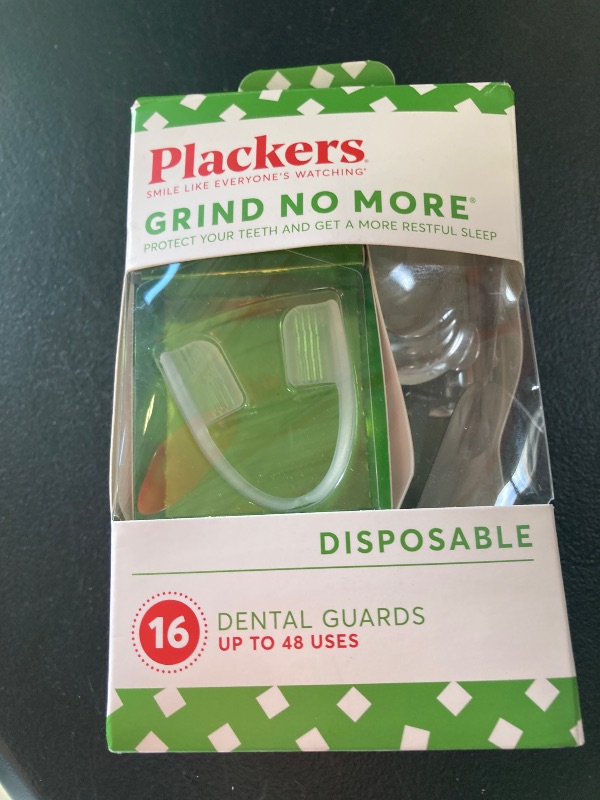 Photo 1 of Plackers Grind No More Night Guard, Nighttime Protection for Teeth, BPA Free, Sleep Well, Ready to Wear, Disposable, One Size Fits All, 16 Count