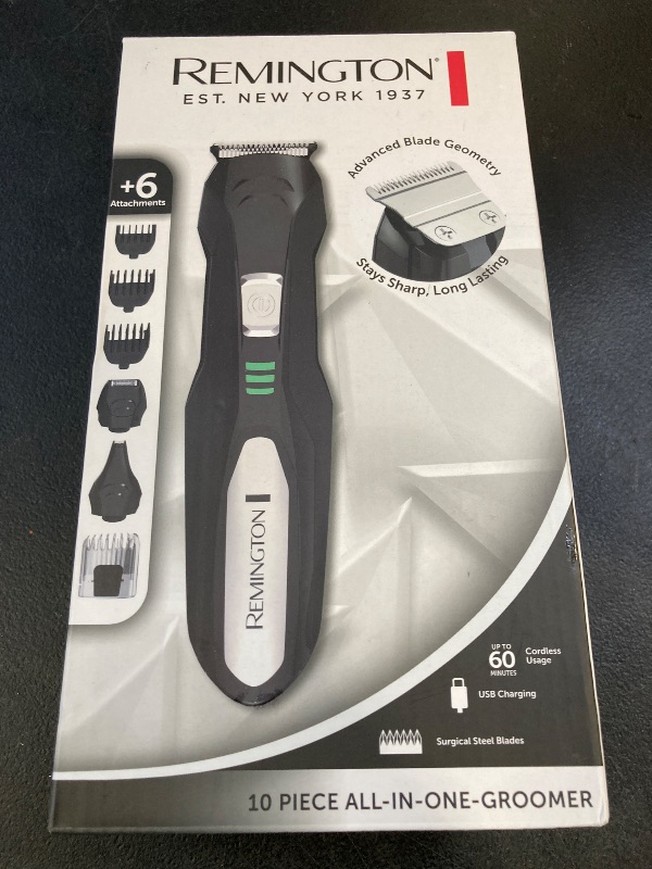 Photo 1 of Remington All-in-One Grooming Kit, Lithium Powered, 8 Piece Set with Trimmer, Men's Shaver, Clippers, Beard and Stubble Combs, Black