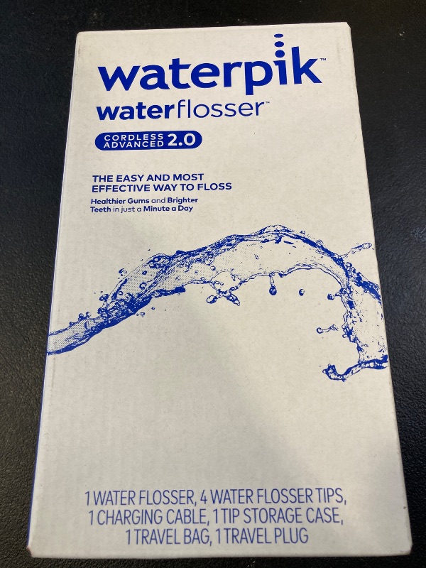 Photo 1 of Waterpik Cordless Advanced 2.0 Water Flosser For Teeth, Gums, Braces, Dental Care With Travel Bag and 4 Tips, ADA Accepted, Rechargeable, Portable, and Waterproof, White WP-580, Packaging May Vary