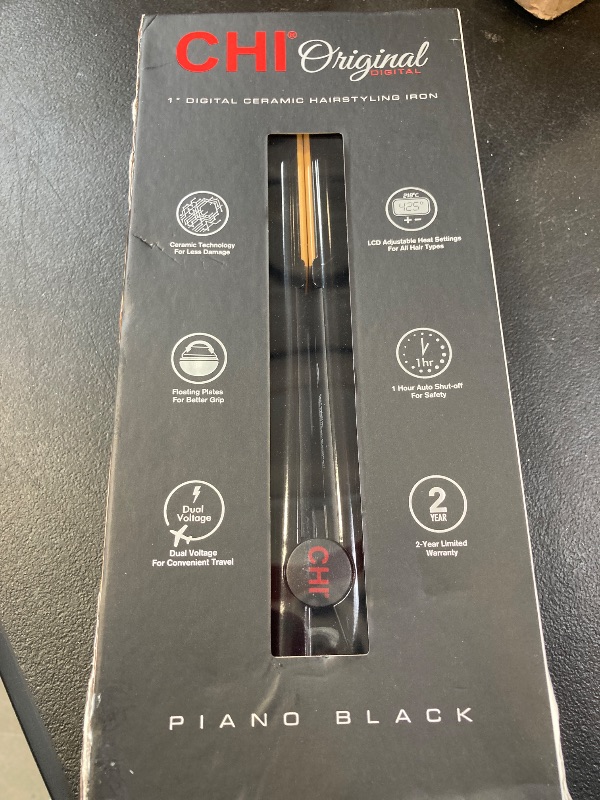 Photo 1 of CHI Original Digital Ceramic Hairstyling Iron, Hair Straightener Delivers Shiny, Smooth Results, Even Heat for Less Damage, 1" Iron, Piano Black