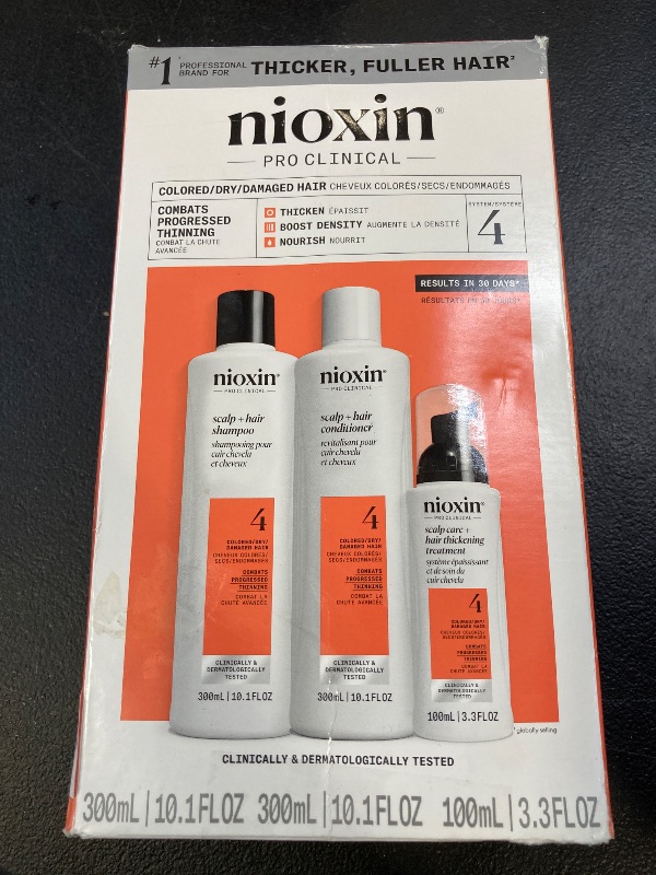 Photo 1 of Nioxin Scalp + Hair Thickening System 4 |For Colored or Damaged Hair with Progressed Thinning| With Niacinamide and Biotin | Full Size| 3 Month Supply